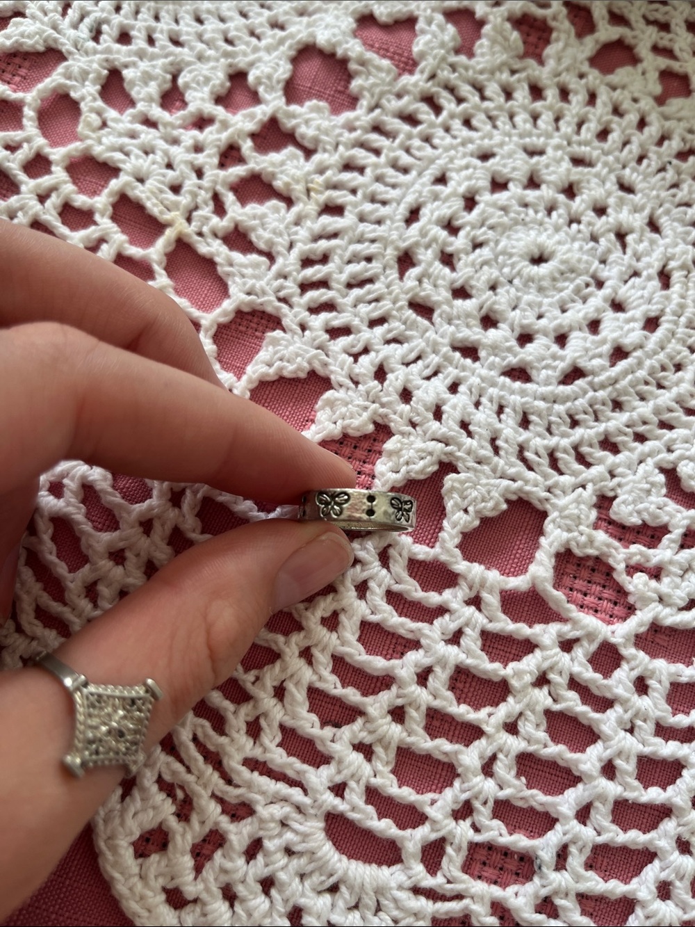 Sterling silver butterfly pattern adjustable ring
